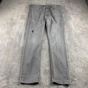 Levis Straight Jeans Mens 32x27 Gray Mid Rise